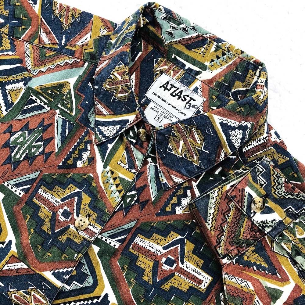 VTG 90s Western Shirt Womens S/M RUNS LARGER Southwestern Aztec Rodeo Cowgirl